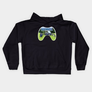 Blue and silver white trim on golf course Game Mode Activated Kids Hoodie